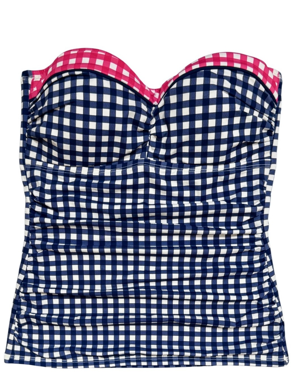 Tommy Bahama Summer Floral Gingham Bandeau Tankini Top